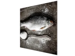 Banjado Schneidebretter|Herdabdeckungen<Herdabdeckplatte Glas 1 Teilig 60x52CM Schneidebrett Herdabdeckung Mit Motiv Fisch Und Salz