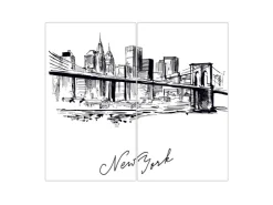 Banjado Schneidebretter|Herdabdeckungen<Herdabdeckplatte Glas 2 Teilig Je 30x52CM Schneidebrett Herdabdeckung Mit Motiv New York Skizze