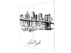 Banjado Schneidebretter|Herdabdeckungen<Herdabdeckplatte Glas 2 Teilig Je 30x52CM Schneidebrett Herdabdeckung Mit Motiv New York Skizze