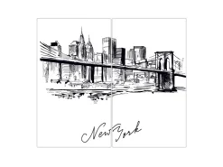 Banjado Schneidebretter|Herdabdeckungen<Herdabdeckplatte Glas 2 Teilig Je 30x52CM Schneidebrett Herdabdeckung Mit Motiv New York Skizze