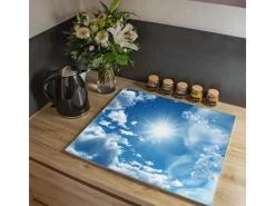 Outlet Herdabdeckplatte Glas 1 Teilig 60x52CM Schneidebrett Herdabdeckung Mit Motiv Ziegelwand Schneidebretter|Herdabdeckungen