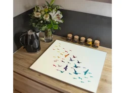 Banjado Herdabdeckplatte Glas 2 Teilig Je 30x52CM Schneidebrett Herdabdeckung Mit Motiv Neugierig