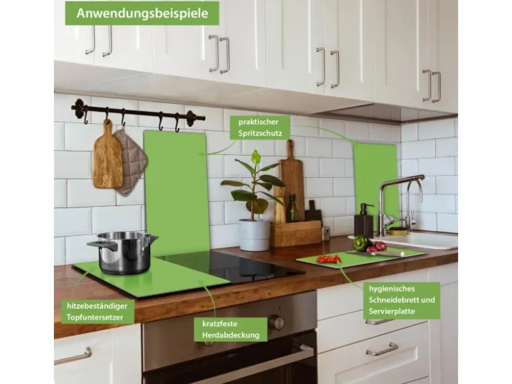 Outlet Banjado Herdabdeckplatte Glas 1 Teilig 60x52CM Schneidebrett Herdabdeckung Mit Motiv Drei Waschbären