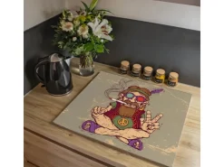 Sale Banjado Herdabdeckplatte Glas 1 Teilig 60x52CM Schneidebrett Herdabdeckung Mit Motiv Sitzendes Erdmännchen