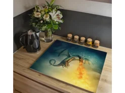 Sale Banjado Herdabdeckplatte Glas 1 Teilig 60x52CM Schneidebrett Herdabdeckung Mit Motiv Orange