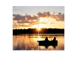 Outlet Herdabdeckplatte Glas 1 Teilig 60x52CM Schneidebrett Herdabdeckung Mit Motiv Muster Blätter Schneidebretter|Herdabdeckungen
