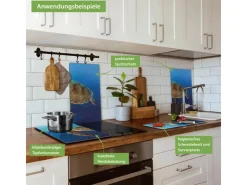 Sale Banjado Herdabdeckplatte Glas 2 Teilig Je 30x52CM Schneidebrett Herdabdeckung Mit Motiv Briefmarken