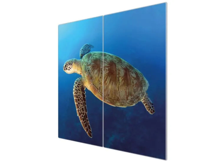 Sale Banjado Herdabdeckplatte Glas 2 Teilig Je 30x52CM Schneidebrett Herdabdeckung Mit Motiv Briefmarken