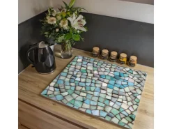 Banjado Herdabdeckplatte Glas 2 Teilig Je 30x52CM Schneidebrett Herdabdeckung Mit Motiv Rumschnüffeln