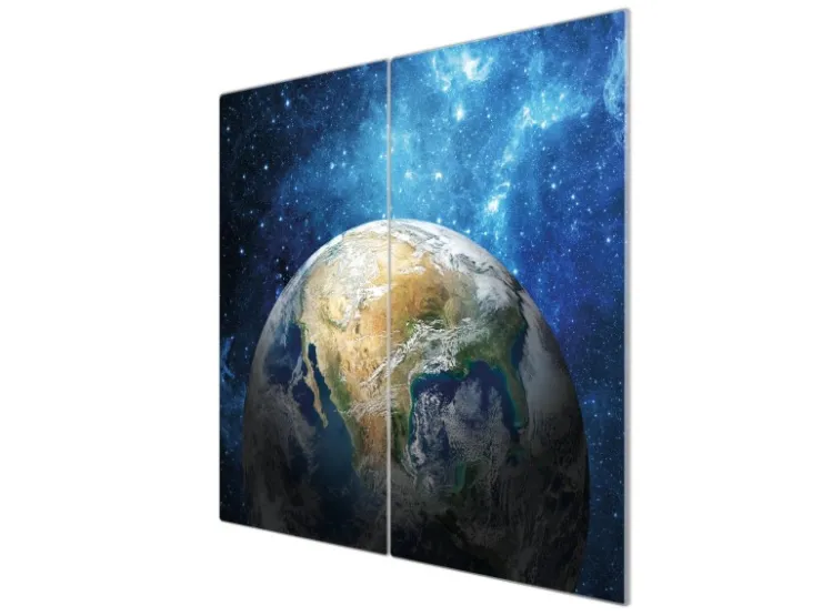 Banjado Schneidebretter|Herdabdeckungen<Herdabdeckplatte Glas 2 Teilig Je 30x52CM Schneidebrett Herdabdeckung Mit Motiv Erdkugel