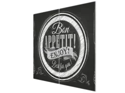 Banjado Schneidebretter|Herdabdeckungen<Herdabdeckplatte Glas 2 Teilig Je 30x52CM Schneidebrett Herdabdeckung Mit Motiv Bon Appetit