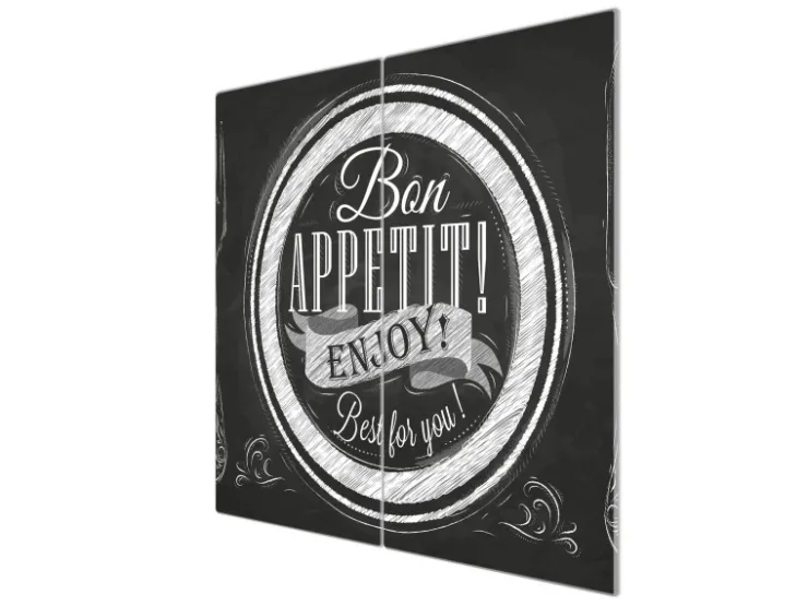 Banjado Schneidebretter|Herdabdeckungen<Herdabdeckplatte Glas 2 Teilig Je 30x52CM Schneidebrett Herdabdeckung Mit Motiv Bon Appetit