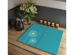 Banjado Herdabdeckplatte Glas 1 Teilig 60x52CM Schneidebrett Herdabdeckung Mit Motiv Historischer Postkasten