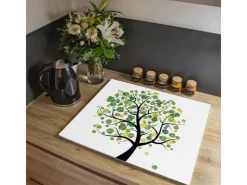 Best Banjado Herdabdeckplatte Glas 1 Teilig 60x52CM Schneidebrett Herdabdeckung Mit Motiv Laubzauberbaum