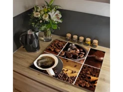 Best Herdabdeckplatte Glas 1 Teilig 60x52CM Schneidebrett Herdabdeckung Mit Motiv Kaffee&Schokolade Küchenrückwände|Schneidebretter