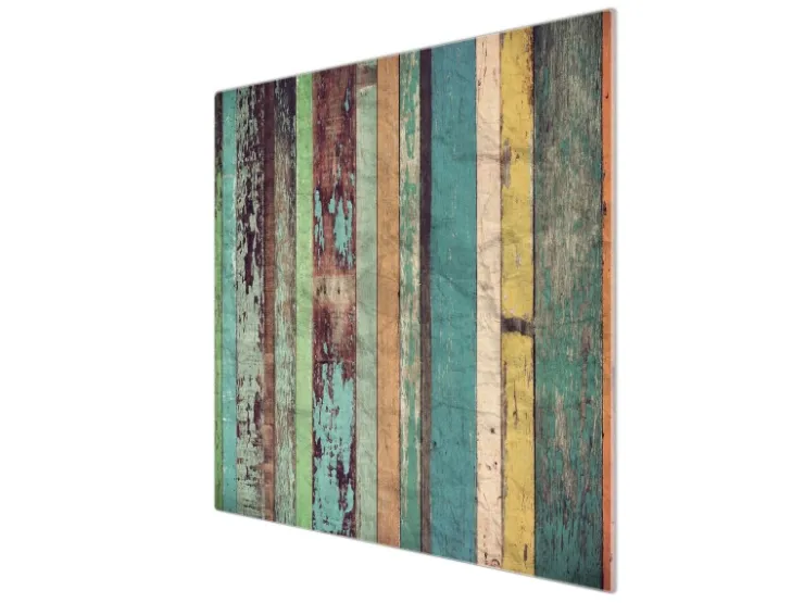 Outlet Banjado Herdabdeckplatte Glas 2 Teilig Je 30x52CM Schneidebrett Herdabdeckung Mit Motiv Bunte Holzlatten