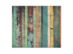Outlet Banjado Herdabdeckplatte Glas 2 Teilig Je 30x52CM Schneidebrett Herdabdeckung Mit Motiv Bunte Holzlatten