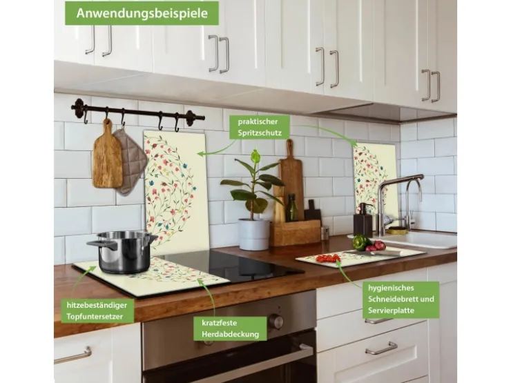 Banjado Herdabdeckplatte Glas 1 Teilig 60x52CM Schneidebrett Herdabdeckung Mit Motiv Esel