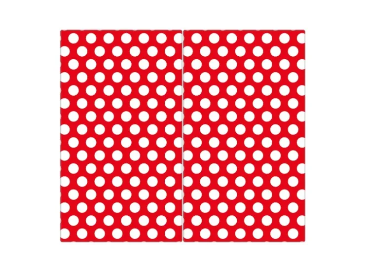 New Banjado Herdabdeckplatte Glas 2 Teilig Je 30x52CM Schneidebrett Herdabdeckung Mit Motiv Punkte Rot
