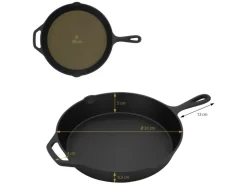 Sale BBQ#BOSS Bratpfanne Gusseisen 31cm Gusseisenpfanne mit Doppelgriff und Ausgießer