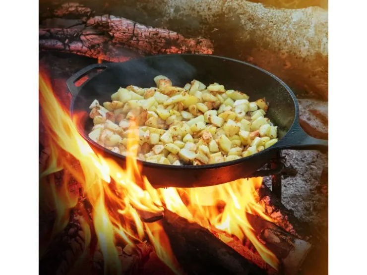 Sale BBQ#BOSS Bratpfanne Gusseisen 31cm Gusseisenpfanne mit Doppelgriff und Ausgießer
