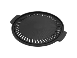 Sale BBQ#BOSS Grillplatte aus Gusseisen 32 cm Runde Gusspfanne Gerippte Bratpfanne