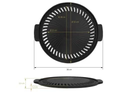 Sale BBQ#BOSS Grillplatte aus Gusseisen 32 cm Runde Gusspfanne Gerippte Bratpfanne
