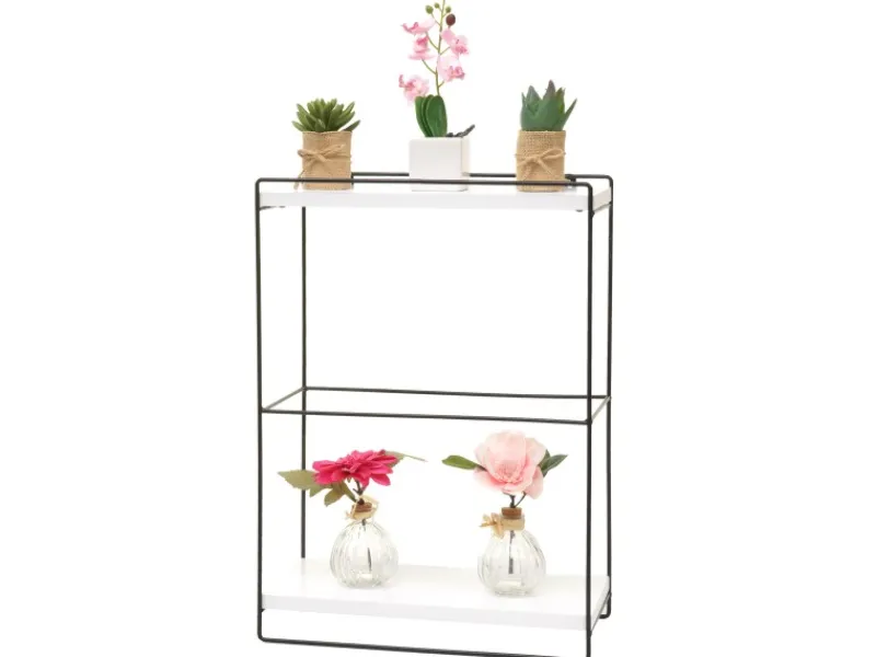 Discount Wandregal HxBxT 50x35x17cm Massiv-Holz Metall Industrial 2 Regalböden Hängeregal Regal Küchenregal Küchenregale