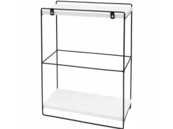 Discount Wandregal HxBxT 50x35x17cm Massiv-Holz Metall Industrial 2 Regalböden Hängeregal Regal Küchenregal Küchenregale