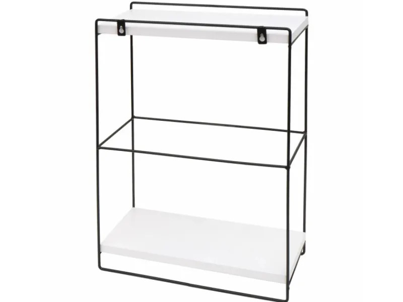 Discount Wandregal HxBxT 50x35x17cm Massiv-Holz Metall Industrial 2 Regalböden Hängeregal Regal Küchenregal Küchenregale