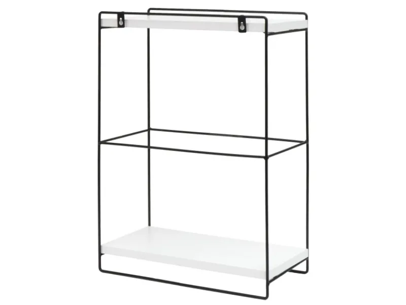 Discount Wandregal HxBxT 50x35x17cm Massiv-Holz Metall Industrial 2 Regalböden Hängeregal Regal Küchenregal Küchenregale