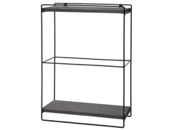 Discount BERLINLODGE Wandregal HxBxT 50x35x17cm Massiv-Holz Metall Industrial 2 Regalböden Hängeregal Regal Küchenregal Dunkelgrau