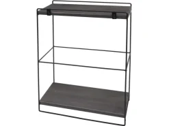 Discount BERLINLODGE Wandregal HxBxT 50x35x17cm Massiv-Holz Metall Industrial 2 Regalböden Hängeregal Regal Küchenregal Dunkelgrau