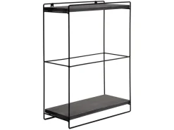 Discount BERLINLODGE Wandregal HxBxT 50x35x17cm Massiv-Holz Metall Industrial 2 Regalböden Hängeregal Regal Küchenregal Dunkelgrau