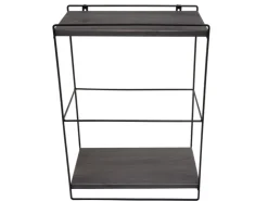 Discount BERLINLODGE Wandregal HxBxT 50x35x17cm Massiv-Holz Metall Industrial 2 Regalböden Hängeregal Regal Küchenregal Dunkelgrau