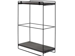 Discount BERLINLODGE Wandregal HxBxT 50x35x17cm Massiv-Holz Metall Industrial 2 Regalböden Hängeregal Regal Küchenregal Dunkelgrau