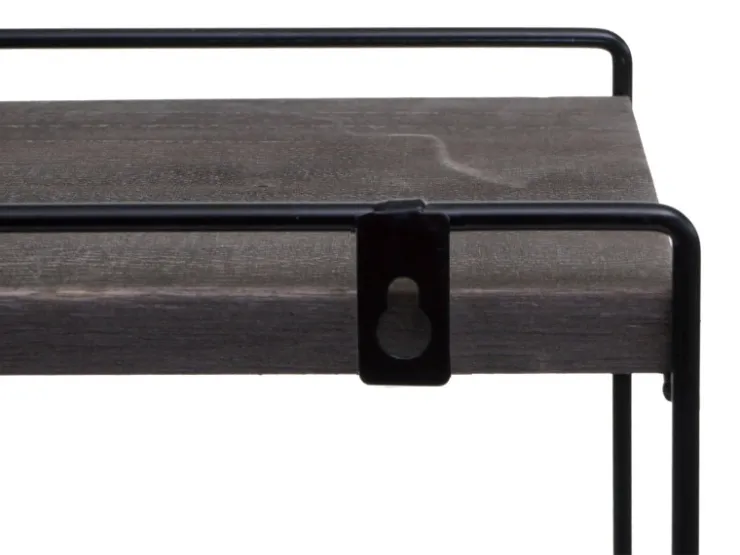 Discount BERLINLODGE Wandregal HxBxT 50x35x17cm Massiv-Holz Metall Industrial 2 Regalböden Hängeregal Regal Küchenregal Dunkelgrau