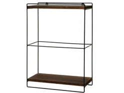 New Wandregal HxBxT 50x35x17cm Massiv-Holz Metall Industrial 2 Regalböden Hängeregal Regal Küchenregal Küchenregale