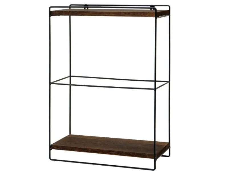 New Wandregal HxBxT 50x35x17cm Massiv-Holz Metall Industrial 2 Regalböden Hängeregal Regal Küchenregal Küchenregale
