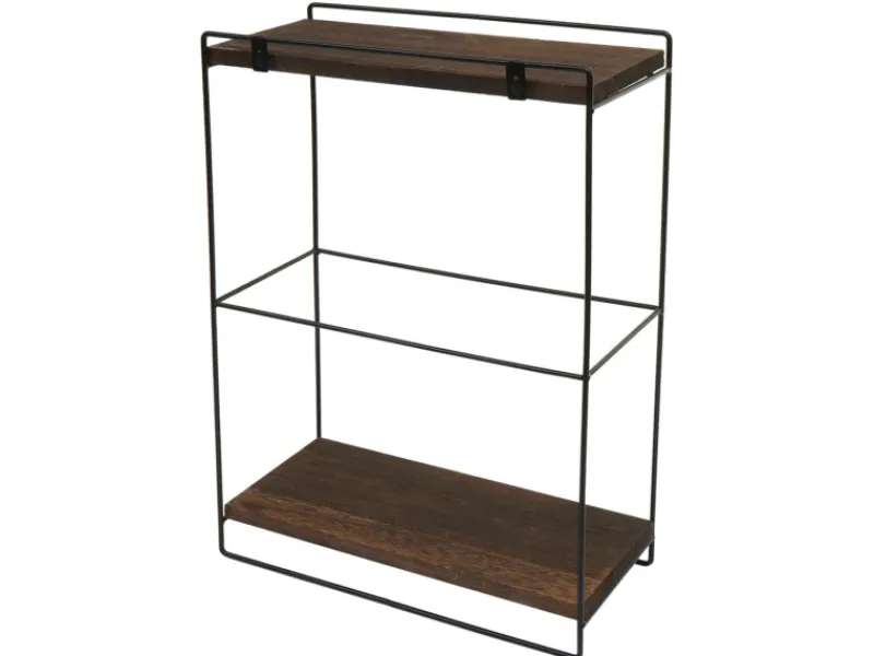 New Wandregal HxBxT 50x35x17cm Massiv-Holz Metall Industrial 2 Regalböden Hängeregal Regal Küchenregal Küchenregale