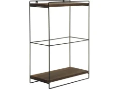 New Wandregal HxBxT 50x35x17cm Massiv-Holz Metall Industrial 2 Regalböden Hängeregal Regal Küchenregal Küchenregale