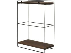 New Wandregal HxBxT 50x35x17cm Massiv-Holz Metall Industrial 2 Regalböden Hängeregal Regal Küchenregal Küchenregale