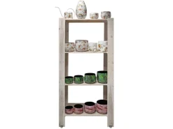Clearance Übertopf Flora mit Blumenmuster Ø 17 cm x 14 cm Weiß-Gold Töpfe