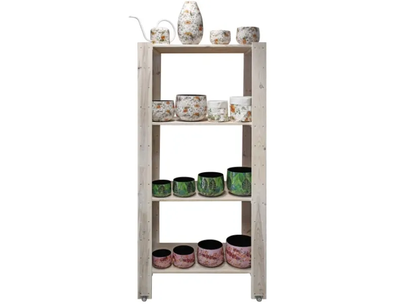 Clearance Übertopf Flora mit Blumenmuster Ø 17 cm x 14 cm Weiß-Gold Töpfe