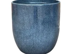 Töpfe<Übertopf Keramik Ø 14 cm x 13 cm Glasurimitat Blau