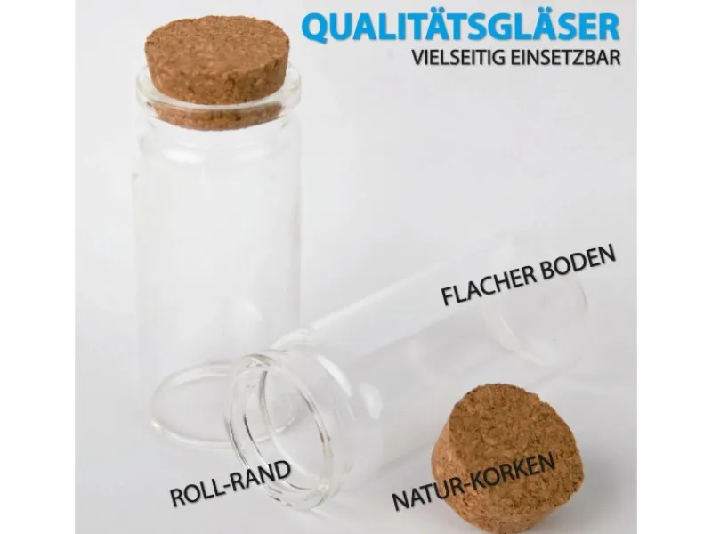 Clearance Fläschchen Glas mit Korken Set 50ml 4er Pack Geschirr