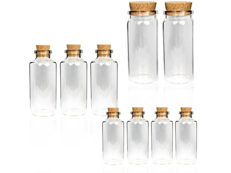 Fläschchen Glas mit Korken 12er Pack Mix 2 x 50ml & 4 x 10 ml & 6 x 30 ml Geschirr