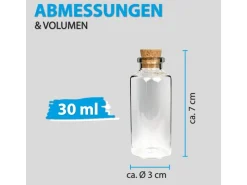 Fläschchen Glas mit Korken 12er Pack Mix 2 x 50ml & 4 x 10 ml & 6 x 30 ml Geschirr
