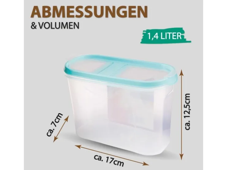 Best Bestlivings Frischhaltebox Schüttdose 1,4 Liter 4er Pack Türkis