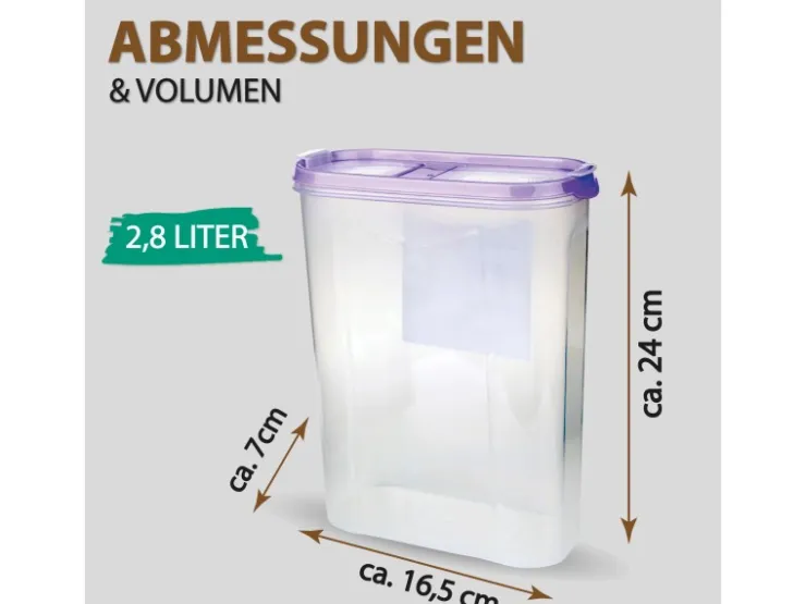 Bestlivings Frischhaltebox Schüttdose 1,4 Liter 4er Pack Lila